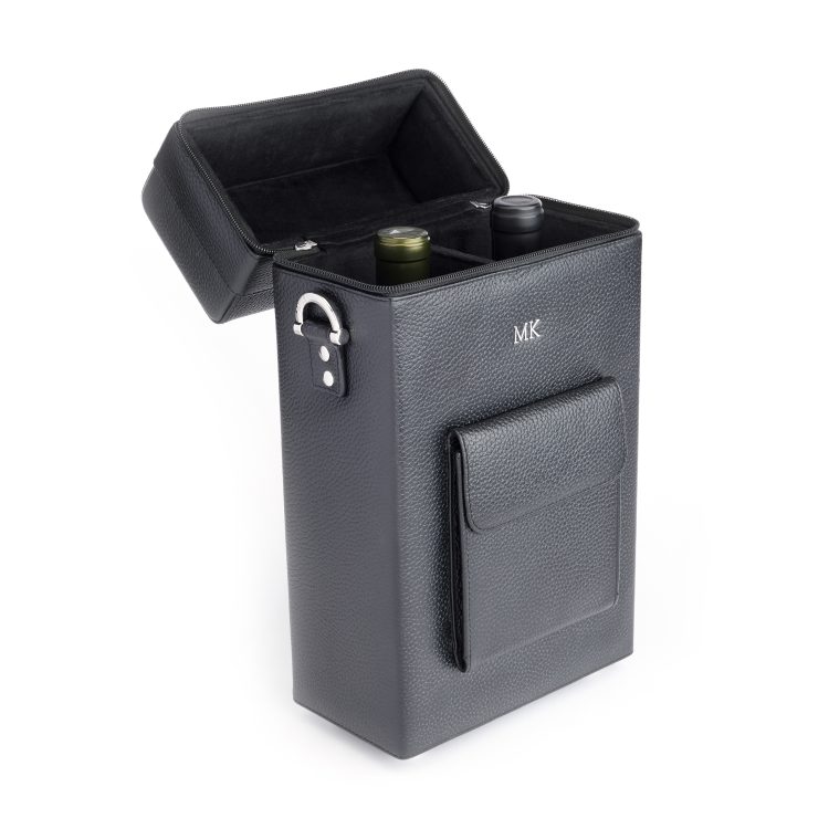 Double Wine Bottle Carrying Bag, black