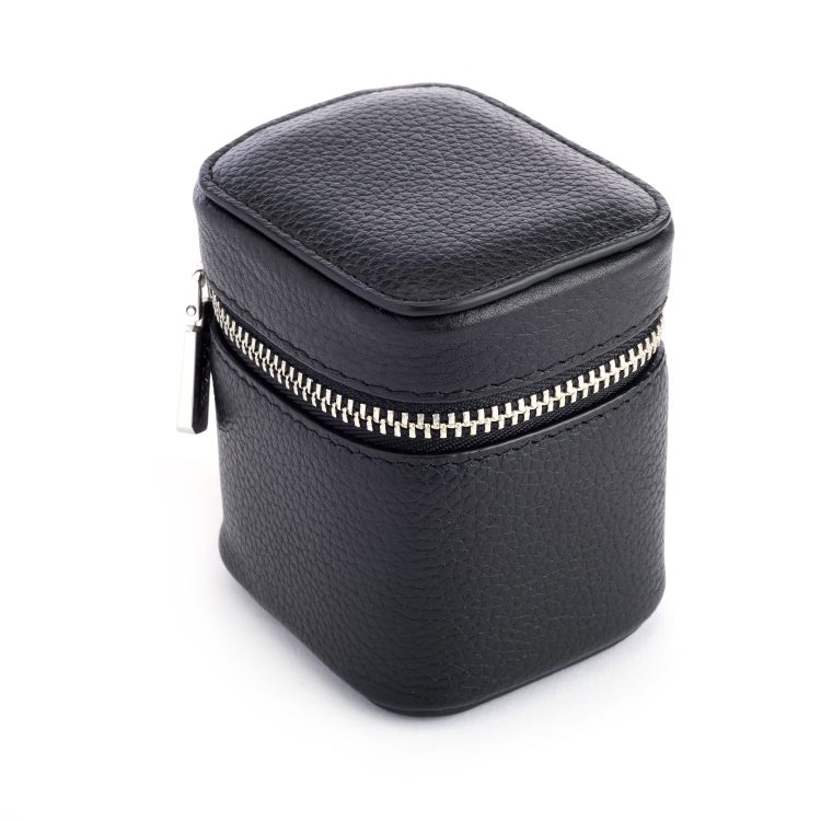 International Travel Adapter and Leather Case, black-pebble