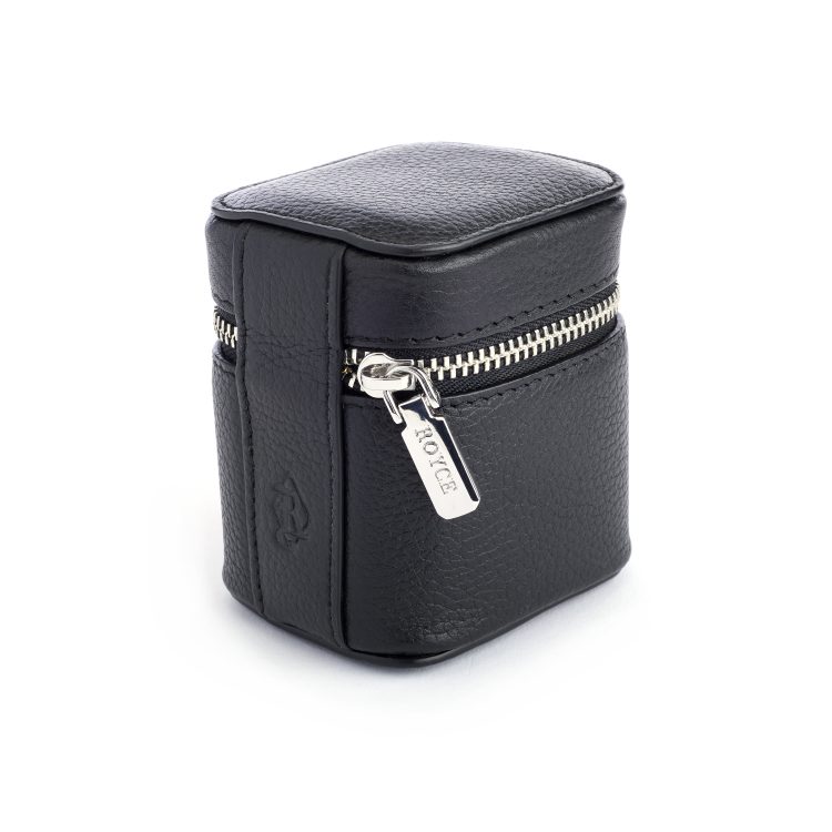 International Travel Adapter and Leather Case, black-pebble