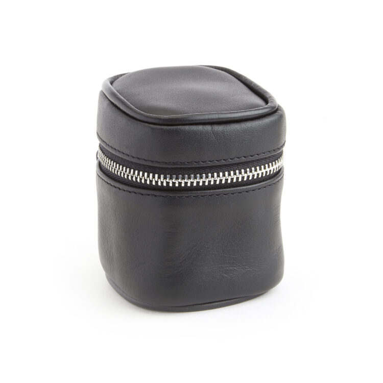 International Travel Adapter and Leather Case, black
