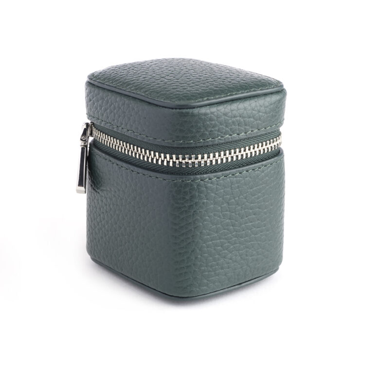 International Travel Adapter and Leather Case, dark-green