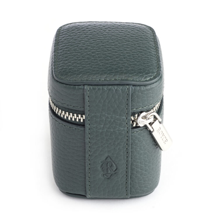 International Travel Adapter and Leather Case, dark-green