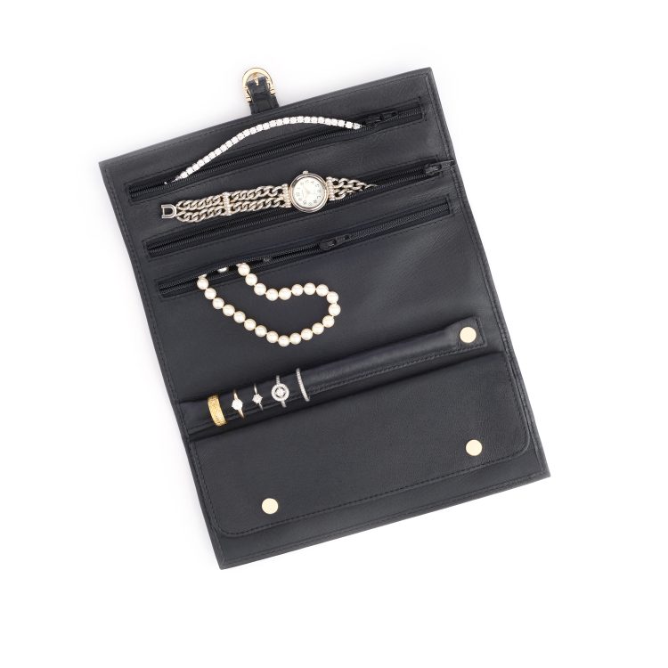 Travel Jewelry Organizer Roll, black
