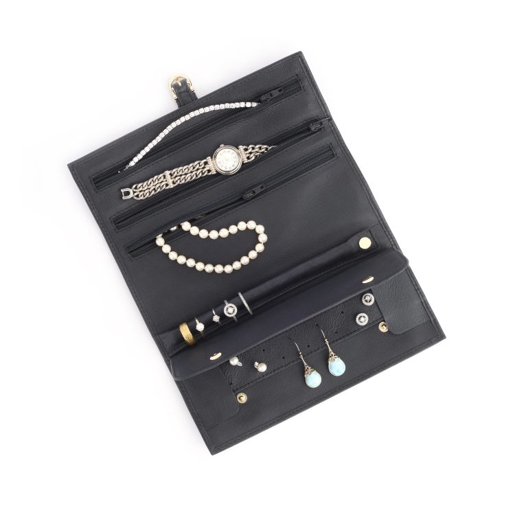 Travel Jewelry Organizer Roll, black