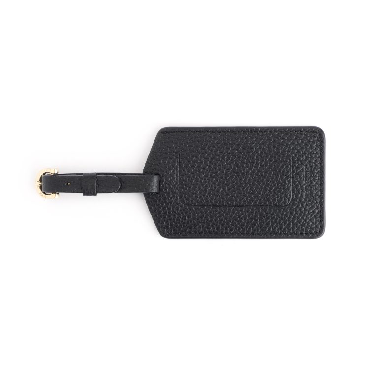 Luggage Tag with Privacy Flap, black-pebble