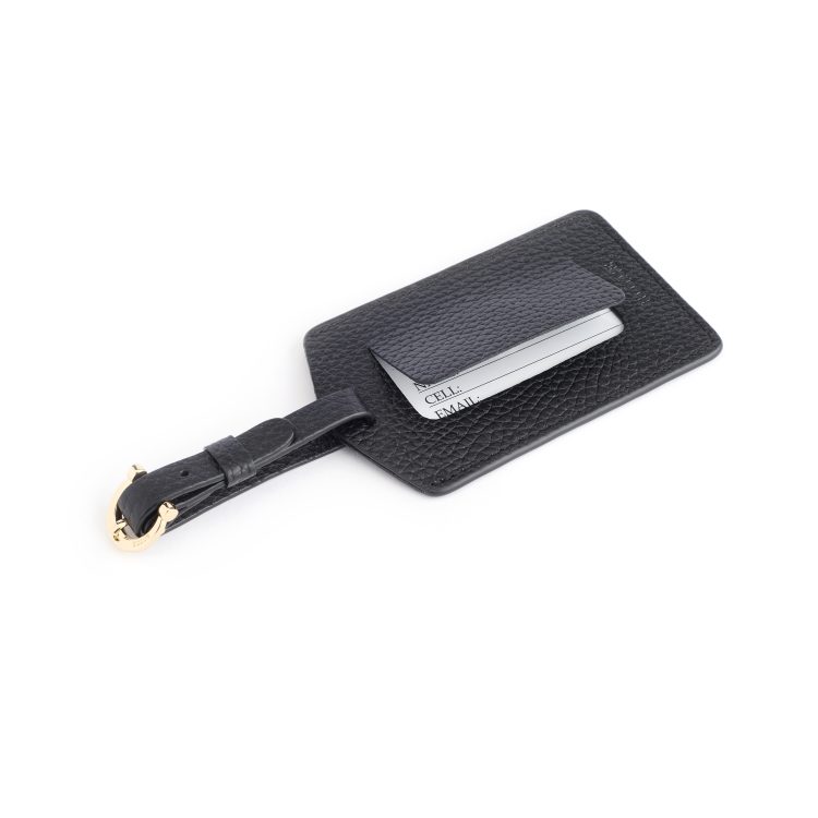 Luggage Tag with Privacy Flap, black-pebble