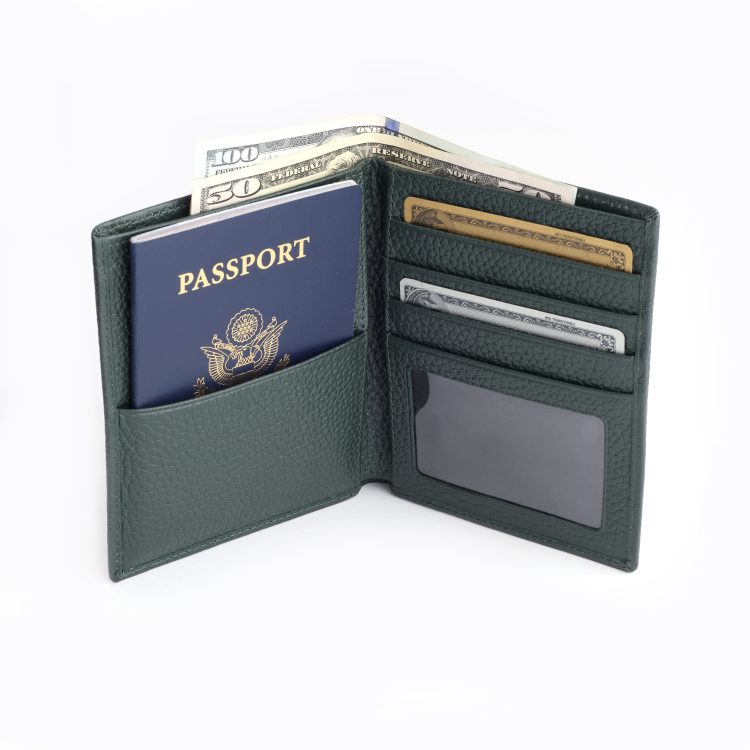 RFID Blocking Passport Travel Wallet, dark-green