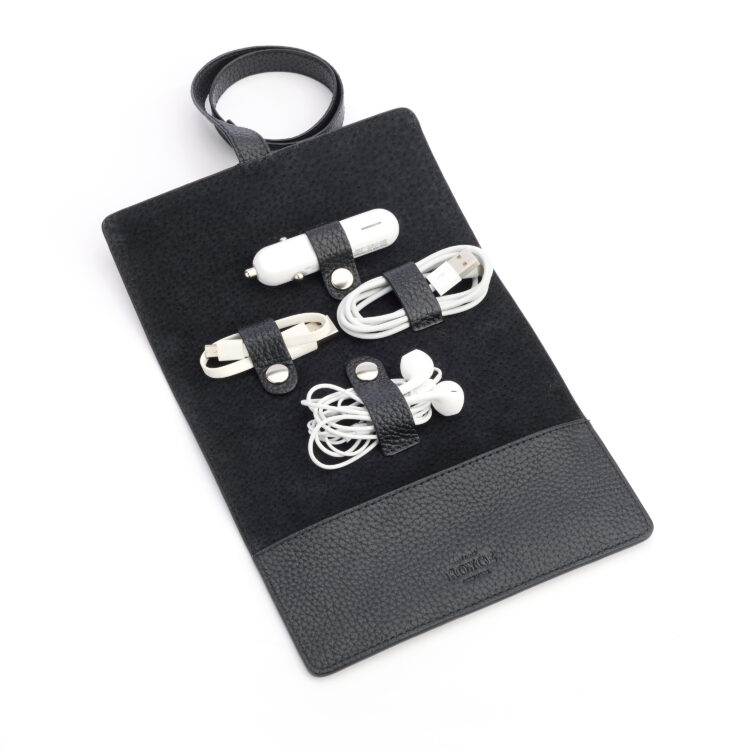 Tech Cord Organizer Roll, black-pebble