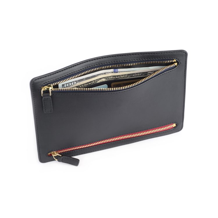 RFID Blocking Four Zip Travel Organizer, black-smooth