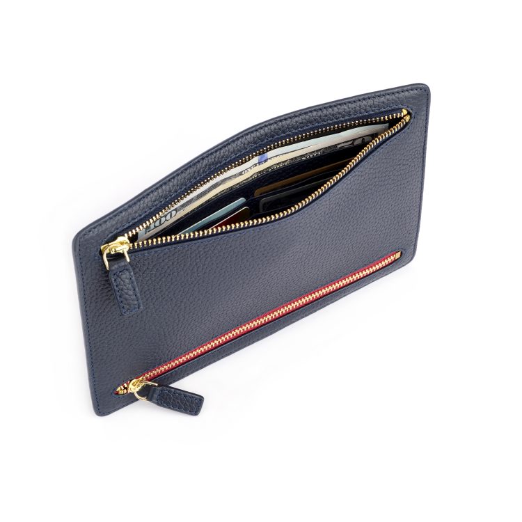 RFID Blocking Four Zip Travel Organizer, blue-pebble