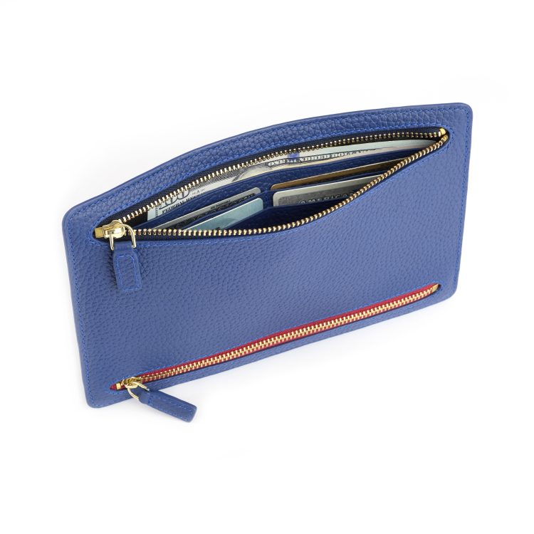 RFID Blocking Four Zip Travel Organizer, cobalt-blue