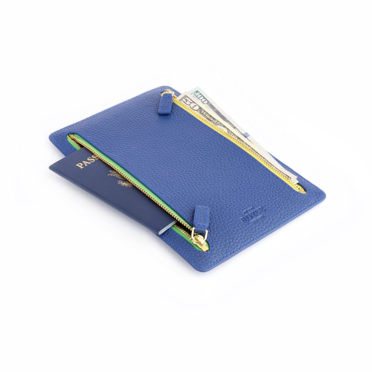 RFID Blocking Four Zip Travel Organizer, cobalt-blue