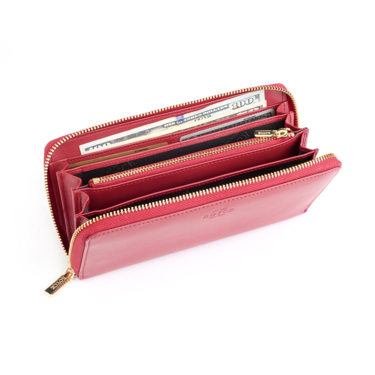 RFID Blocking Continental Zip Wallet, red