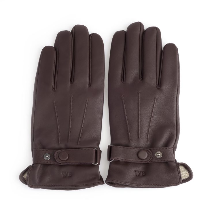 Touchscreen Compatible Leather Gloves for Men with Cashmere Lining, large-brown