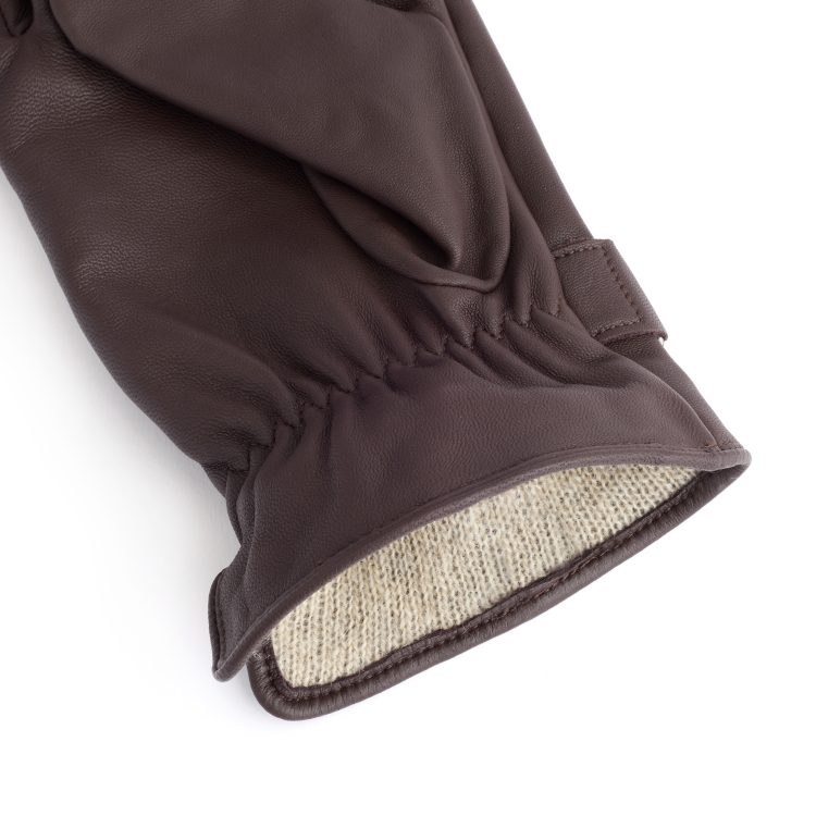 Touchscreen Compatible Leather Gloves for Men with Cashmere Lining, medium-brown