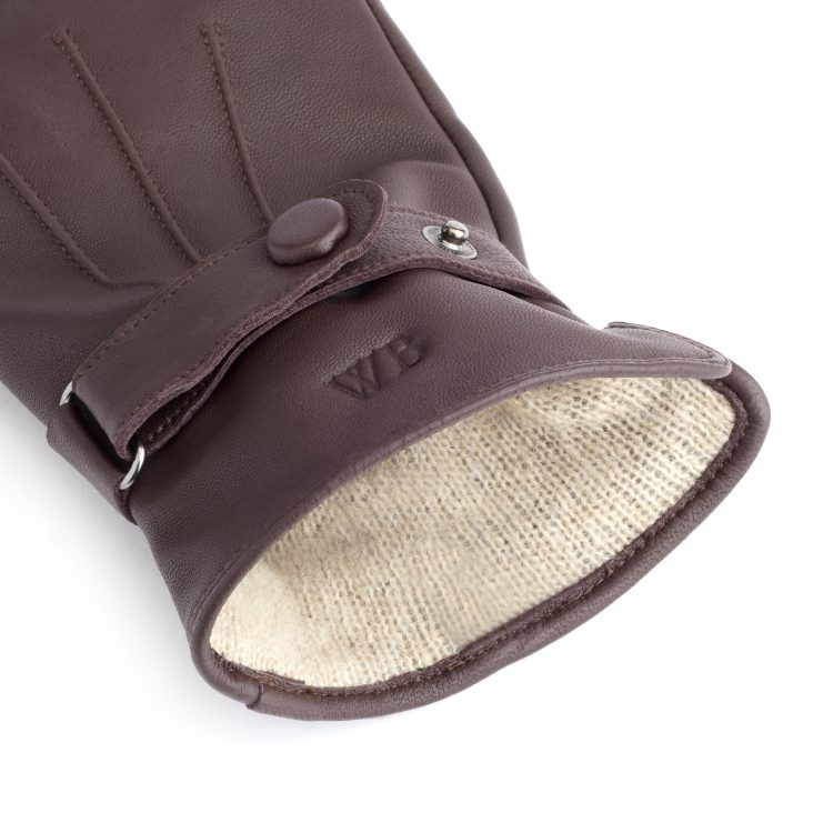 Touchscreen Compatible Leather Gloves for Men with Cashmere Lining, large-brown