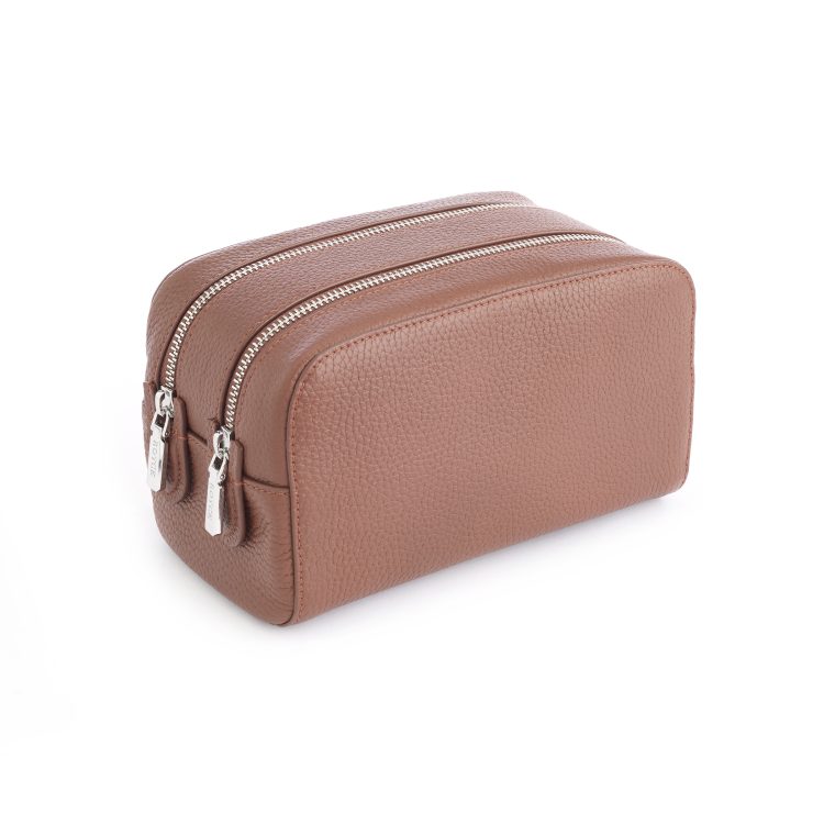 Double Zip Toiletry Bag, tan