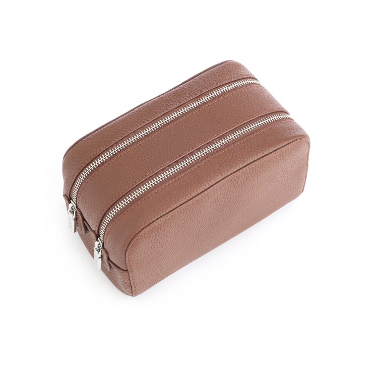 Double Zip Toiletry Bag, tan