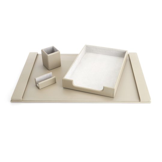 Desk Set: Blotter, Letter Tray, Pencil Cup and Business Card Holder