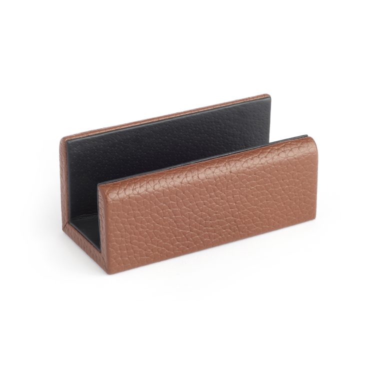 Desk Set: Pencil Cup and Business Card Holder, tan