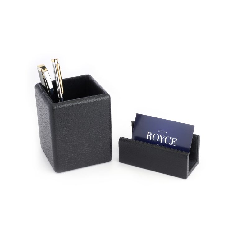 Desk Set: Pencil Cup and Business Card Holder, black
