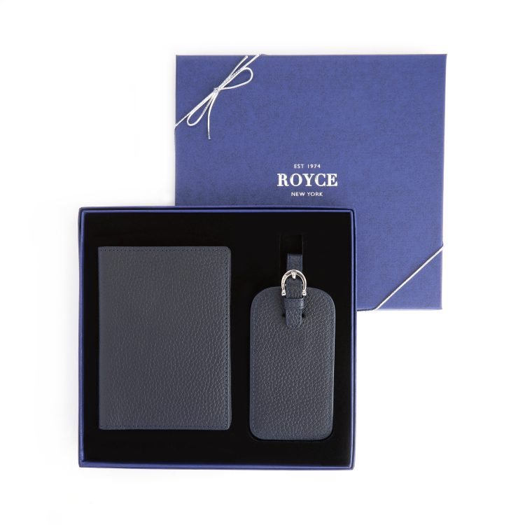 RFID Passport Case Luggage Tag Set, blue-pebble