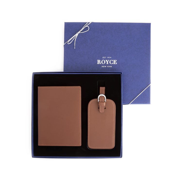 RFID Passport Case Luggage Tag Set, tan