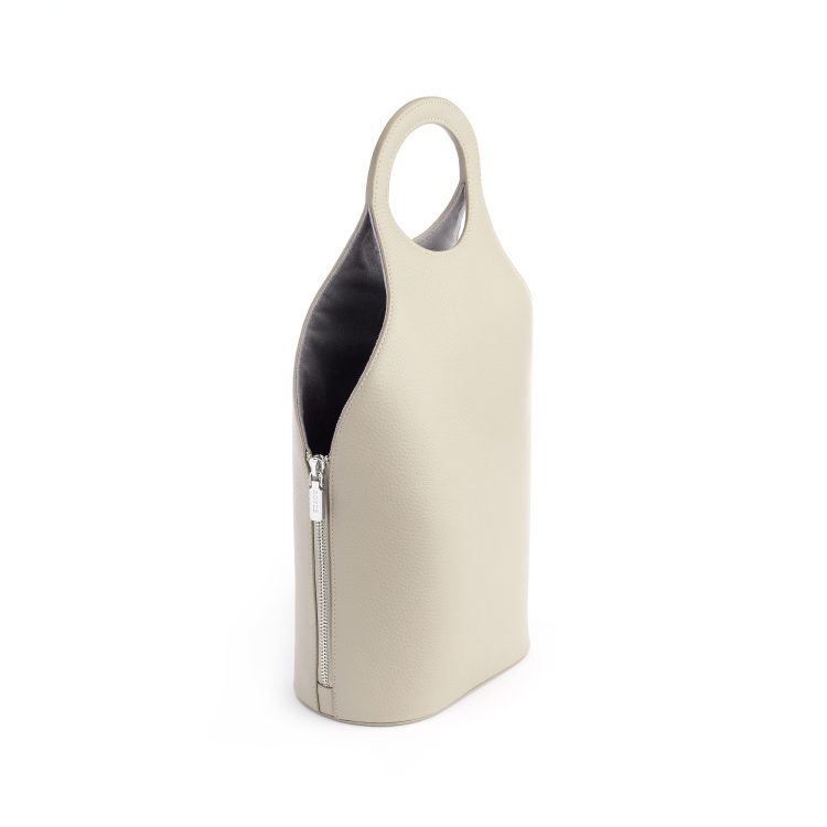 Double Wine Champagne Bottle Tote Bag, taupe