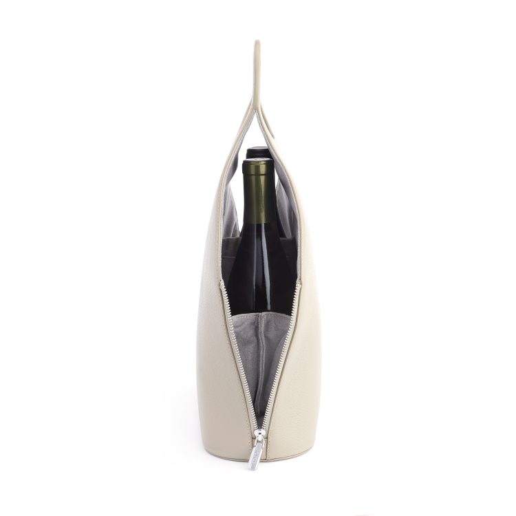 Double Wine Champagne Bottle Tote Bag, taupe