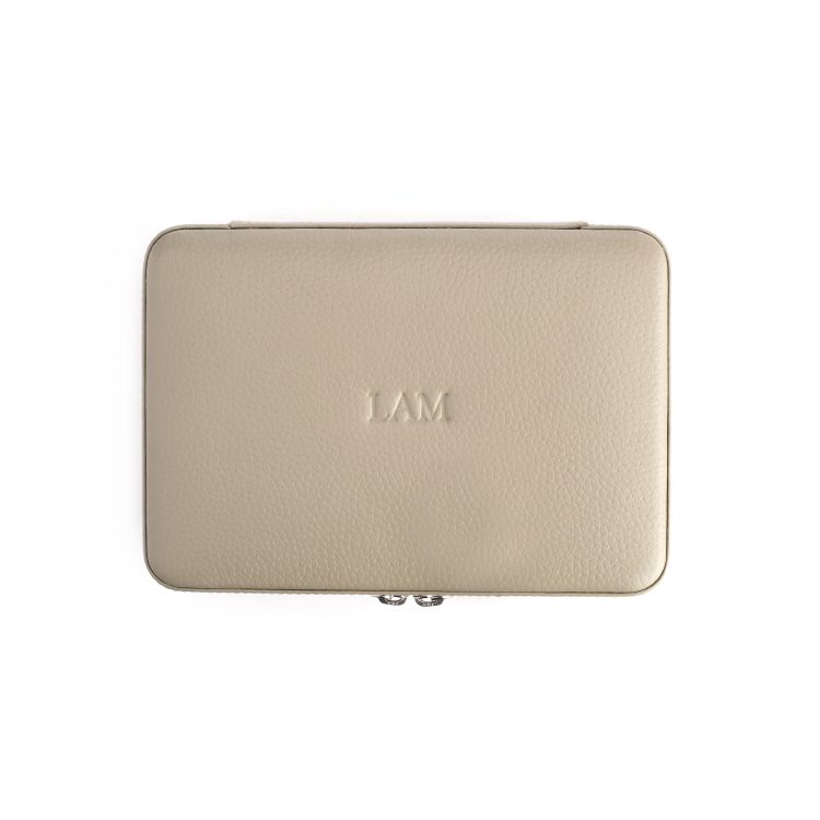 Travel Jewelry Box with Mirror, taupe