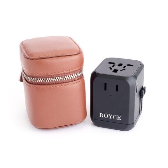 International Travel Adapter and Leather Case