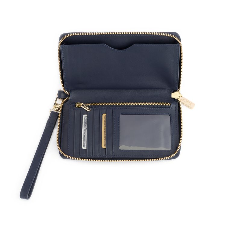Zippered Wristlet Wallet RFID Blocking, blue