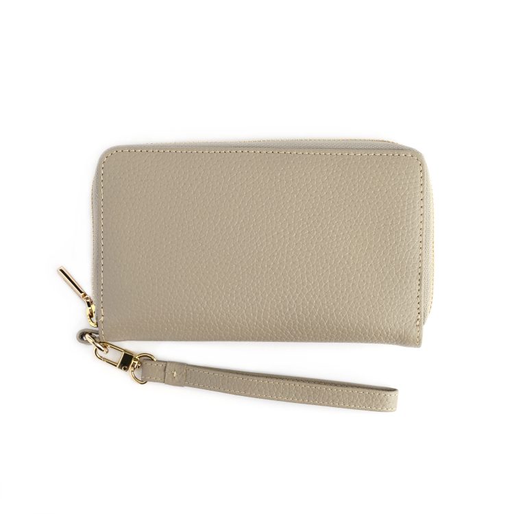 Zippered Wristlet Wallet RFID Blocking, taupe