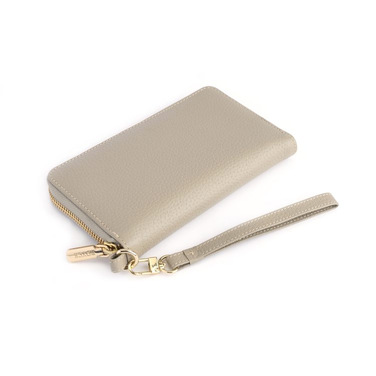 Zippered Wristlet Wallet RFID Blocking, taupe