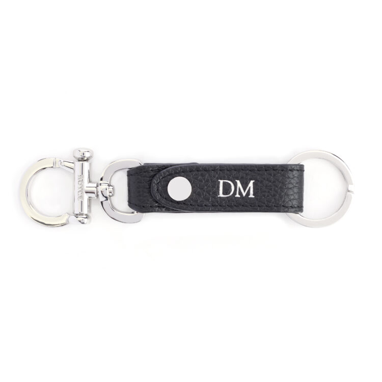Valet Snap Leather Key Chain, black-pebble