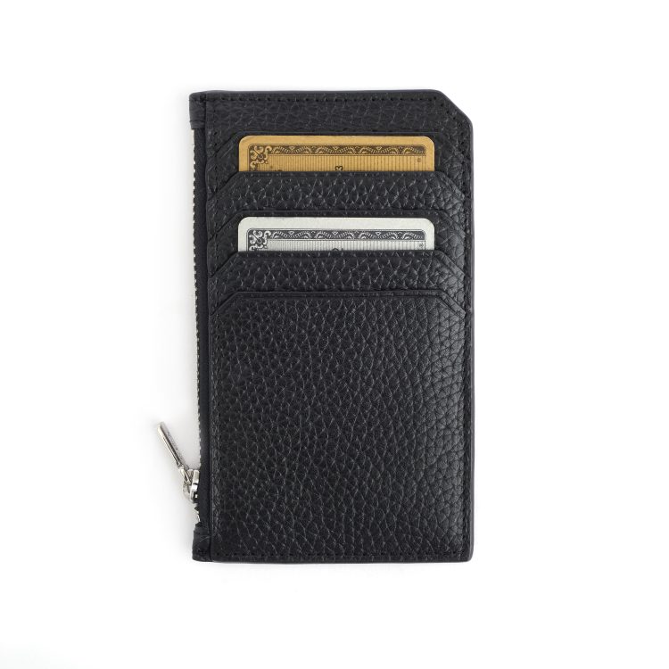 Leather Zip Card Case in Dark Green