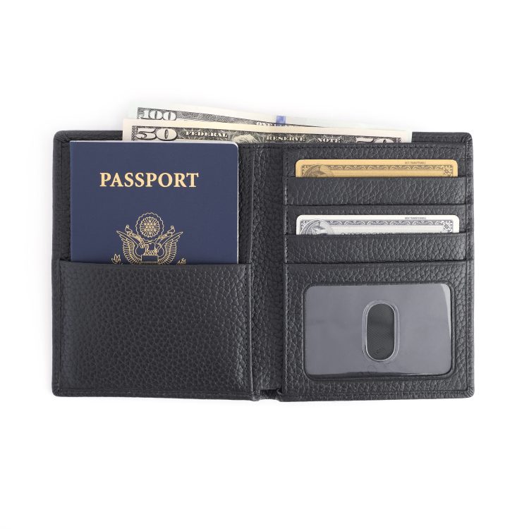 RFID Blocking Passport Travel Wallet, black-pebble
