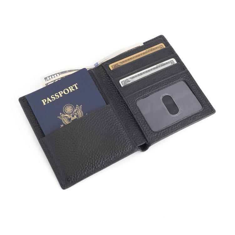 RFID Blocking Passport Travel Wallet, black-pebble