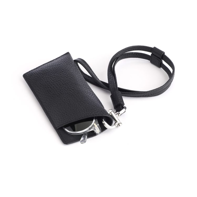 Eyeglass Sleeve with Card Holder & Removable Strap, black