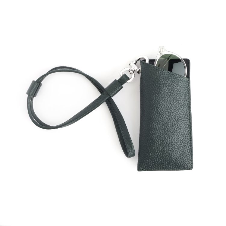 Eyeglass Sleeve with Card Holder & Removable Strap, dark-green