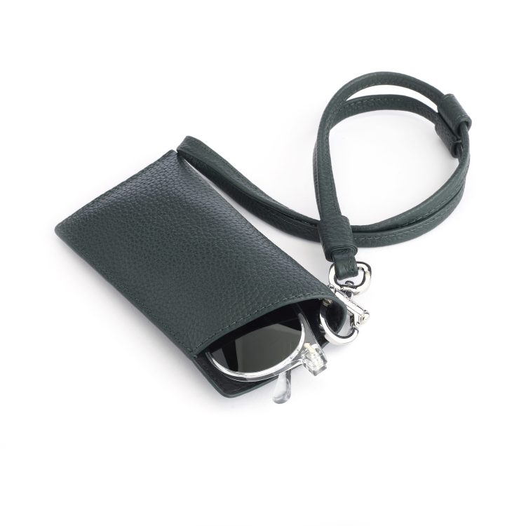 Eyeglass Sleeve with Card Holder & Removable Strap, dark-green