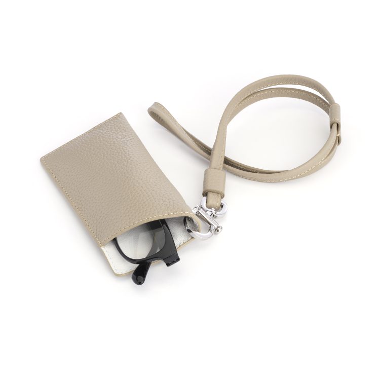 Eyeglass Sleeve with Card Holder & Removable Strap, taupe