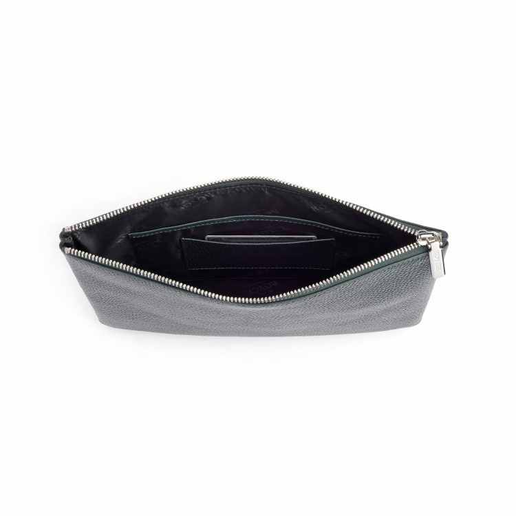 Large Travel Zippered Pouch, dark-green