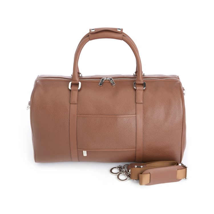 Expandable Weekender Duffel Bag with Suitcase Sleeve, tan