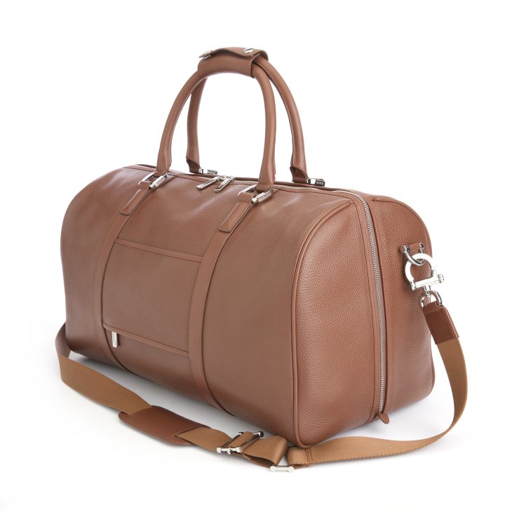 Expandable Weekender Duffel Bag with Suitcase Sleeve, tan
