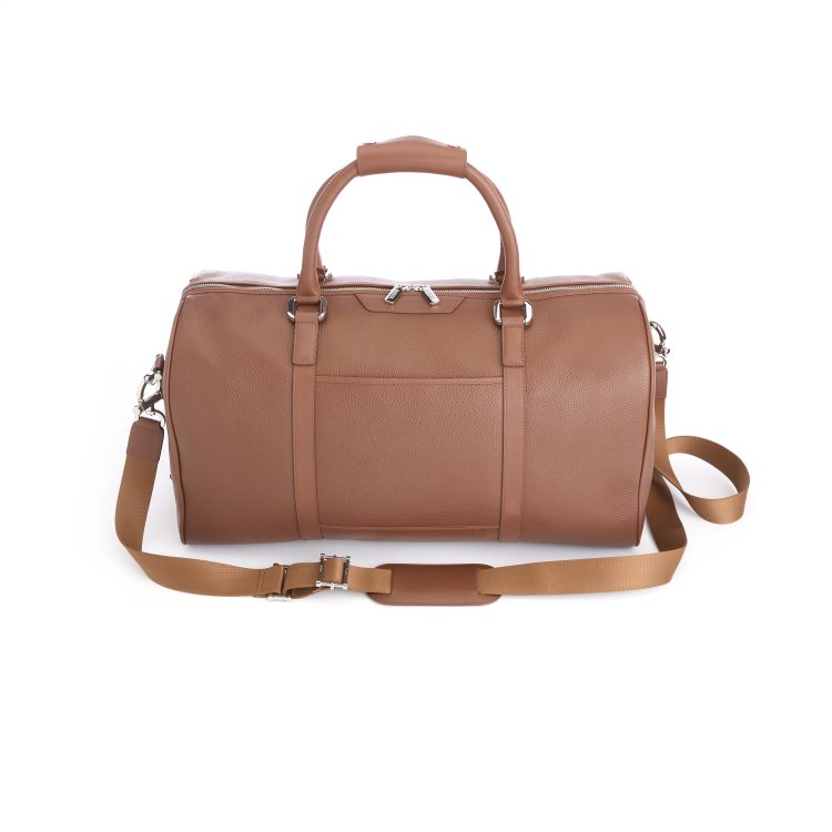 Expandable Weekender Duffel Bag with Suitcase Sleeve, tan