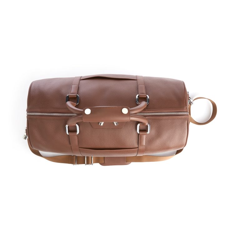 Expandable Weekender Duffel Bag with Suitcase Sleeve, tan