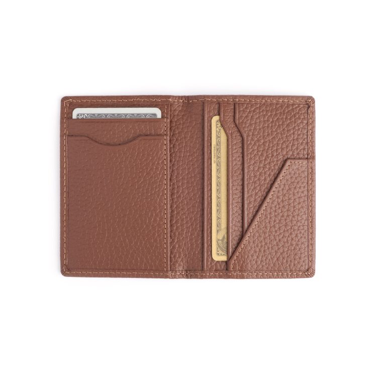 RFID Blocking Vertical Card Wallet, tan-pebble