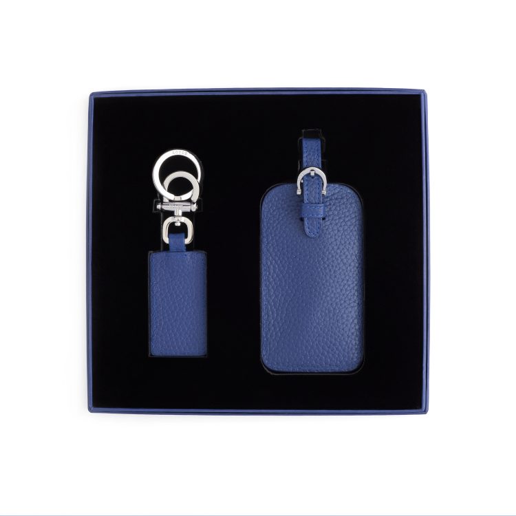 Luggage Tag and Key Chain Gift Set, cobalt-blue