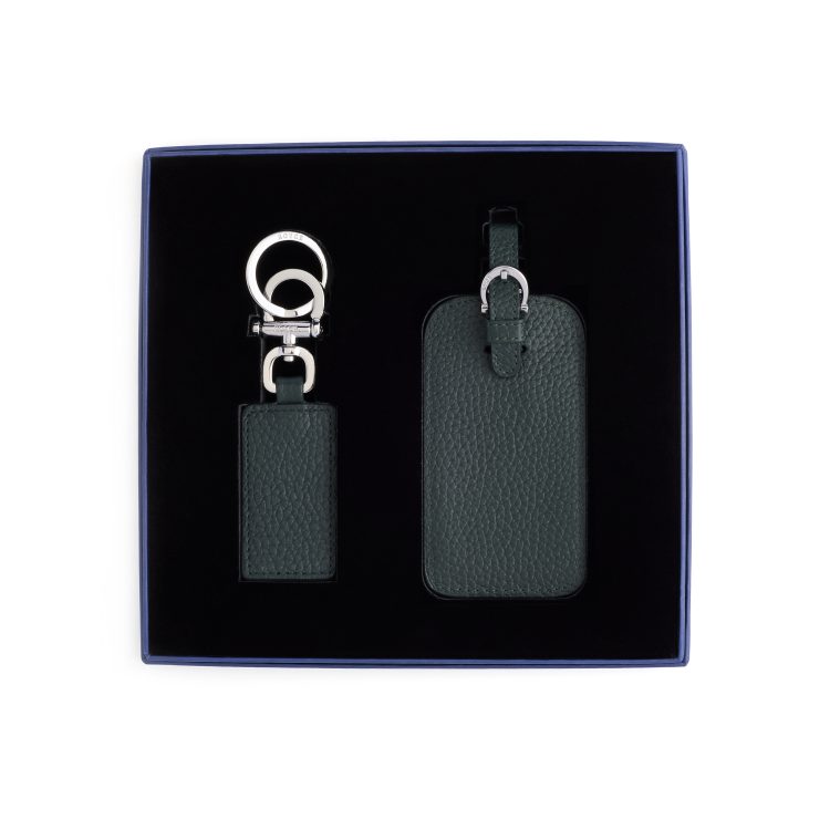 Luggage Tag and Key Chain Gift Set, dark-green